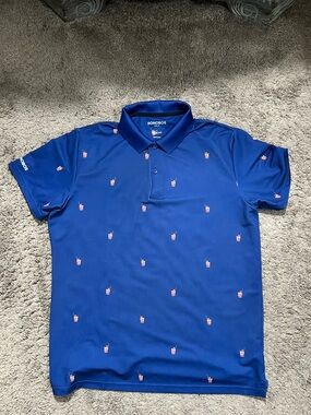 Bonobos Men's Royal Blue Polo with Pink Drink Motif